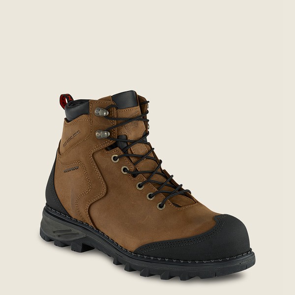 Red Wing Safety Boots Mens Brown/Black - Burnside - 6-inch Waterproof Toe - 4317520-XV